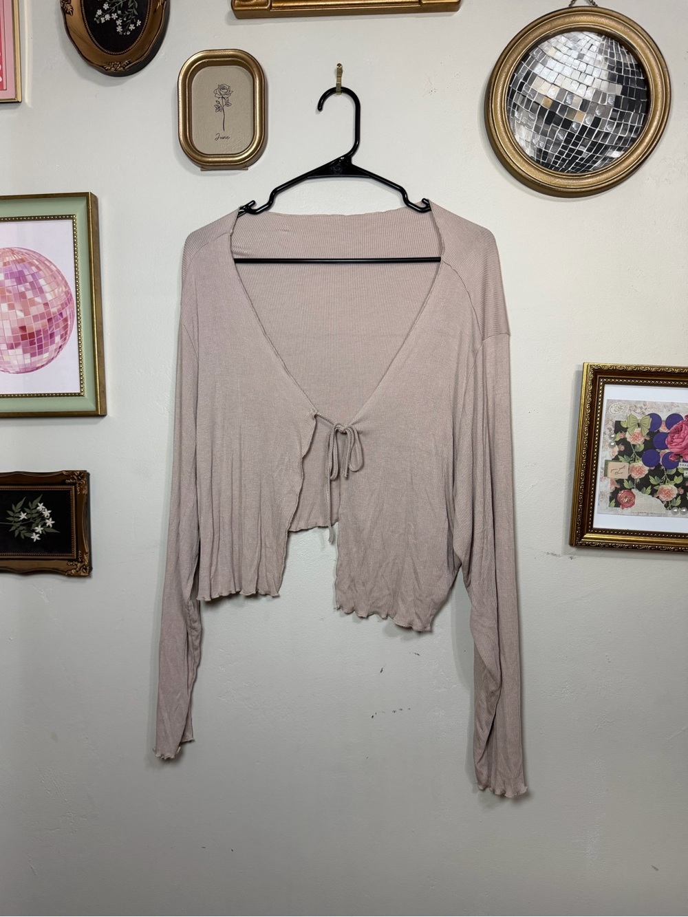 Lightweight Tie-Front Cropped Cardigan - Dusty Mauve